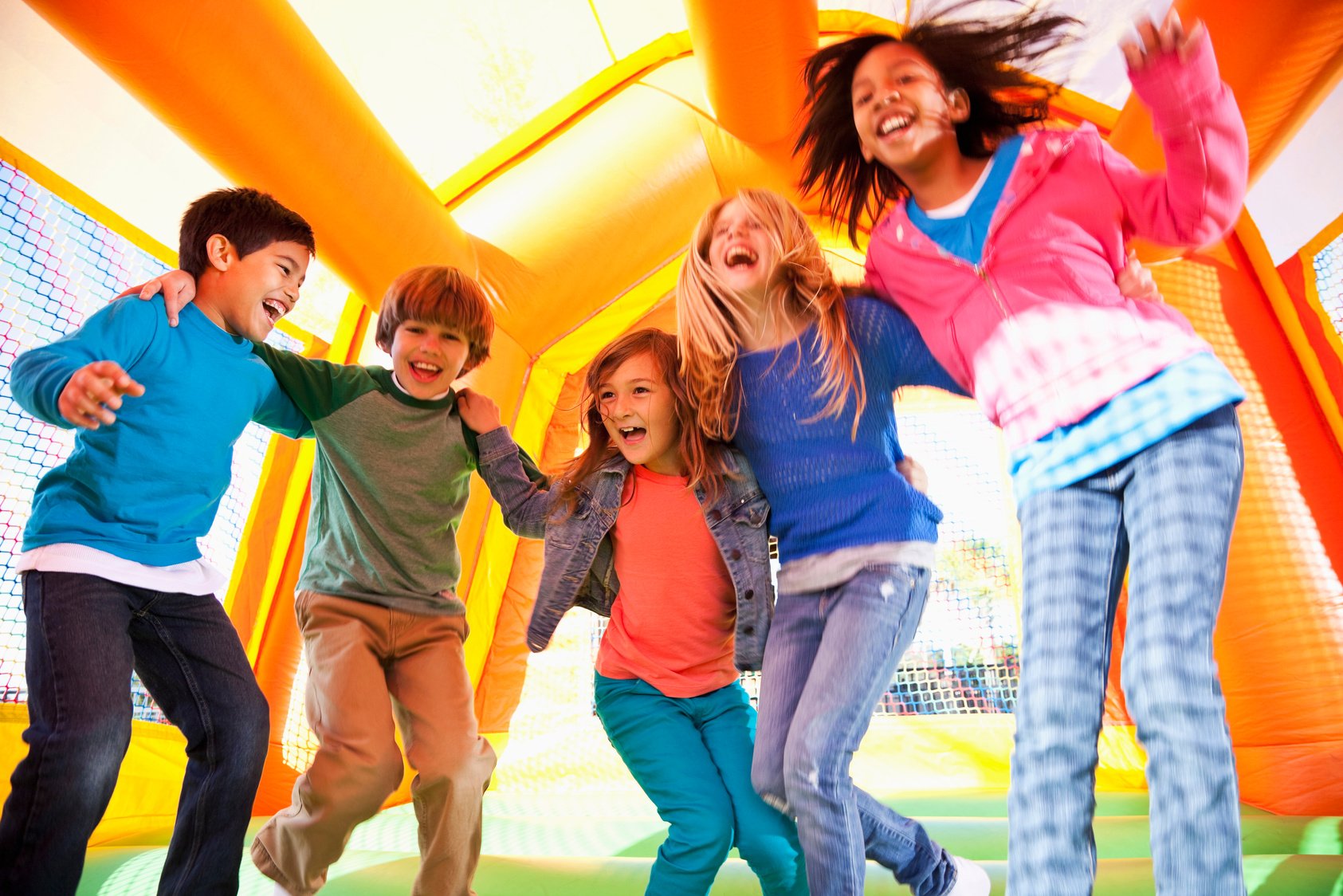 Children in bounce house